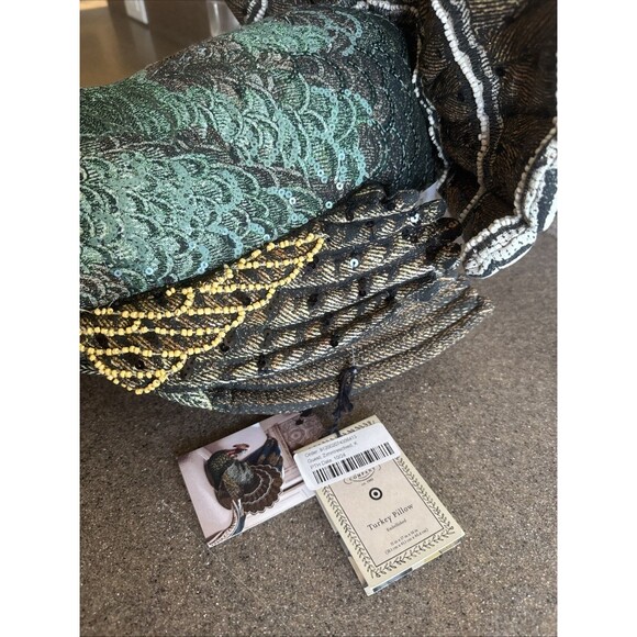2024 Release John Derian Target Fall Turkey  Red Beaded Pillow Thanksgiving - Picture 5 of 6